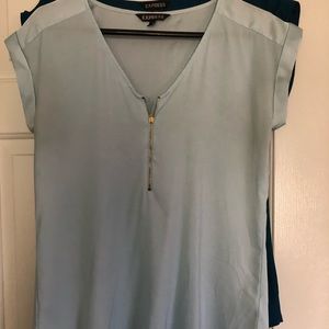 Dress blouse with gold zipper